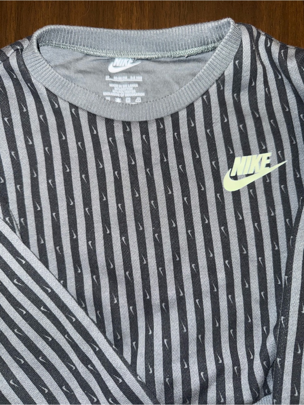 Nike Black & Gray Striped Kids Crewneck Sweatshirt - Picture 2 of 3